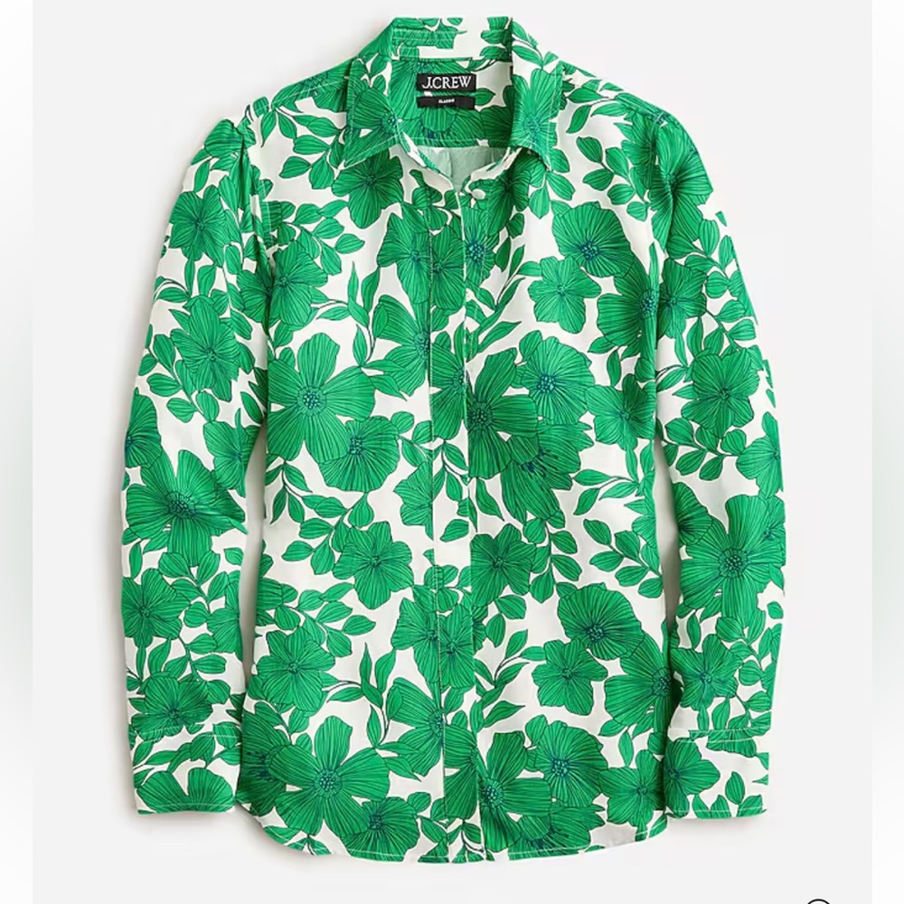 J. Crew Classic Fit Cupro Blend Shirt In Greenhouse Floral Print